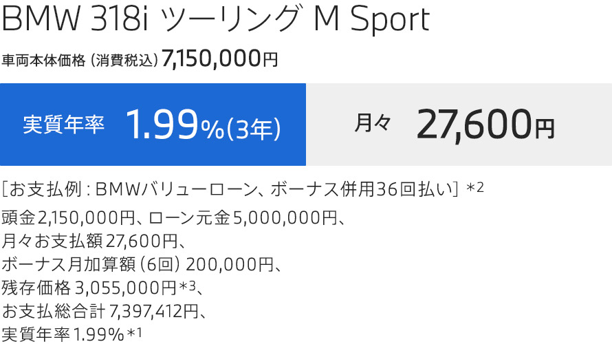 3 TOURING 支払例